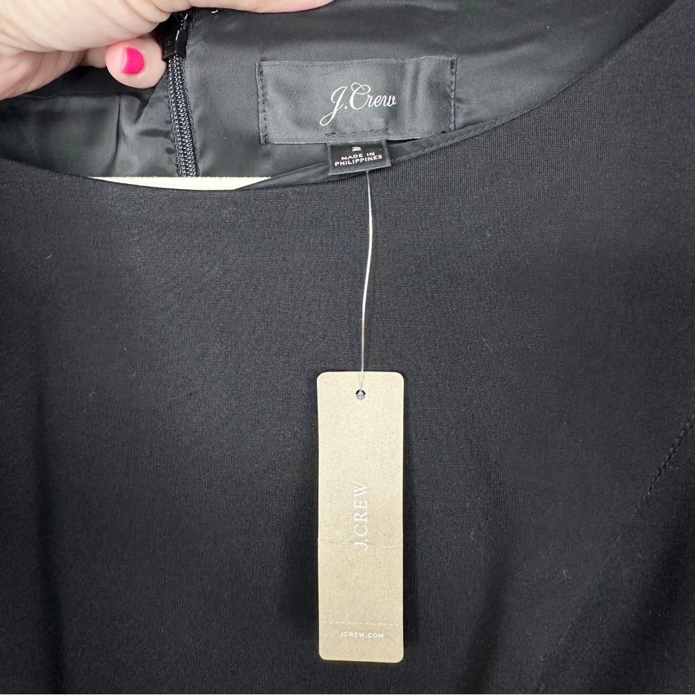 J. Crew NWT Fit & Flare Sheath Dress Stretch Ponte Knit Black SZ 2 - Picture 11 of 16